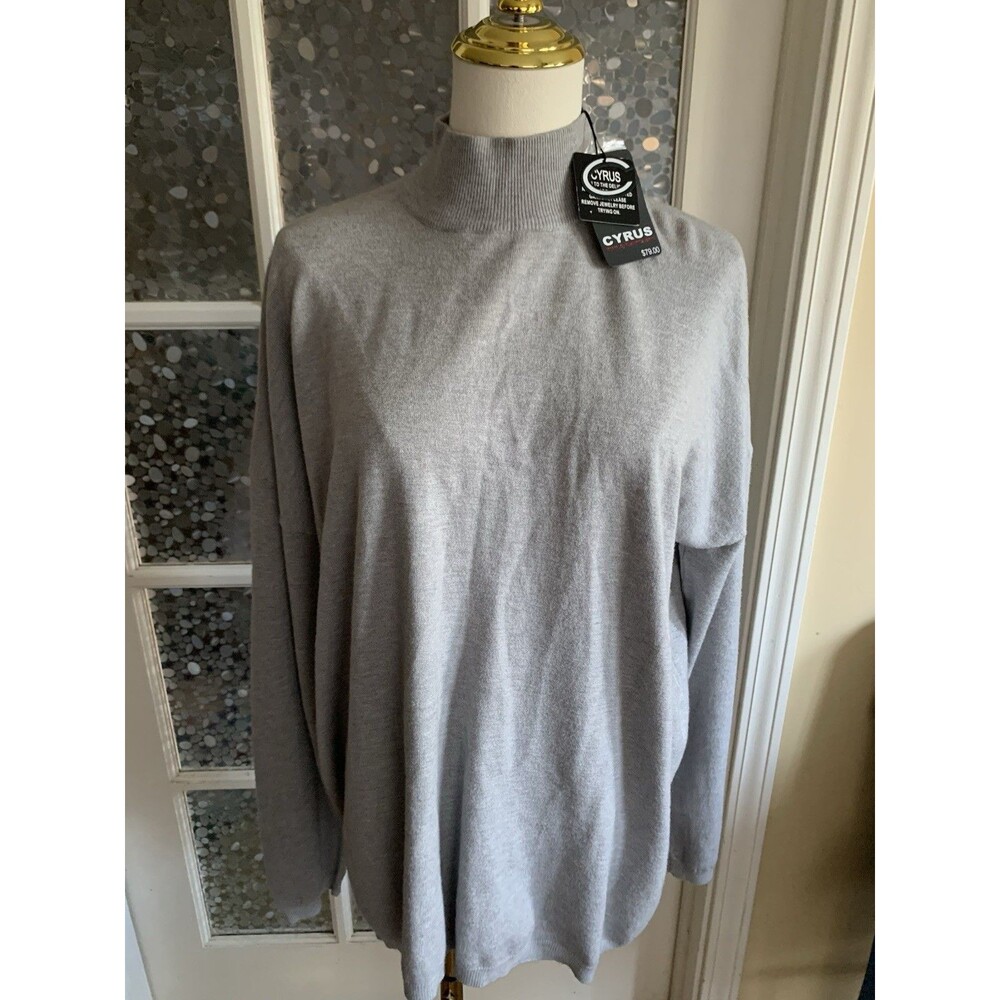 NWT Cyrus Sweater Sz XL Gray Pullover Zipper Detail Cozy